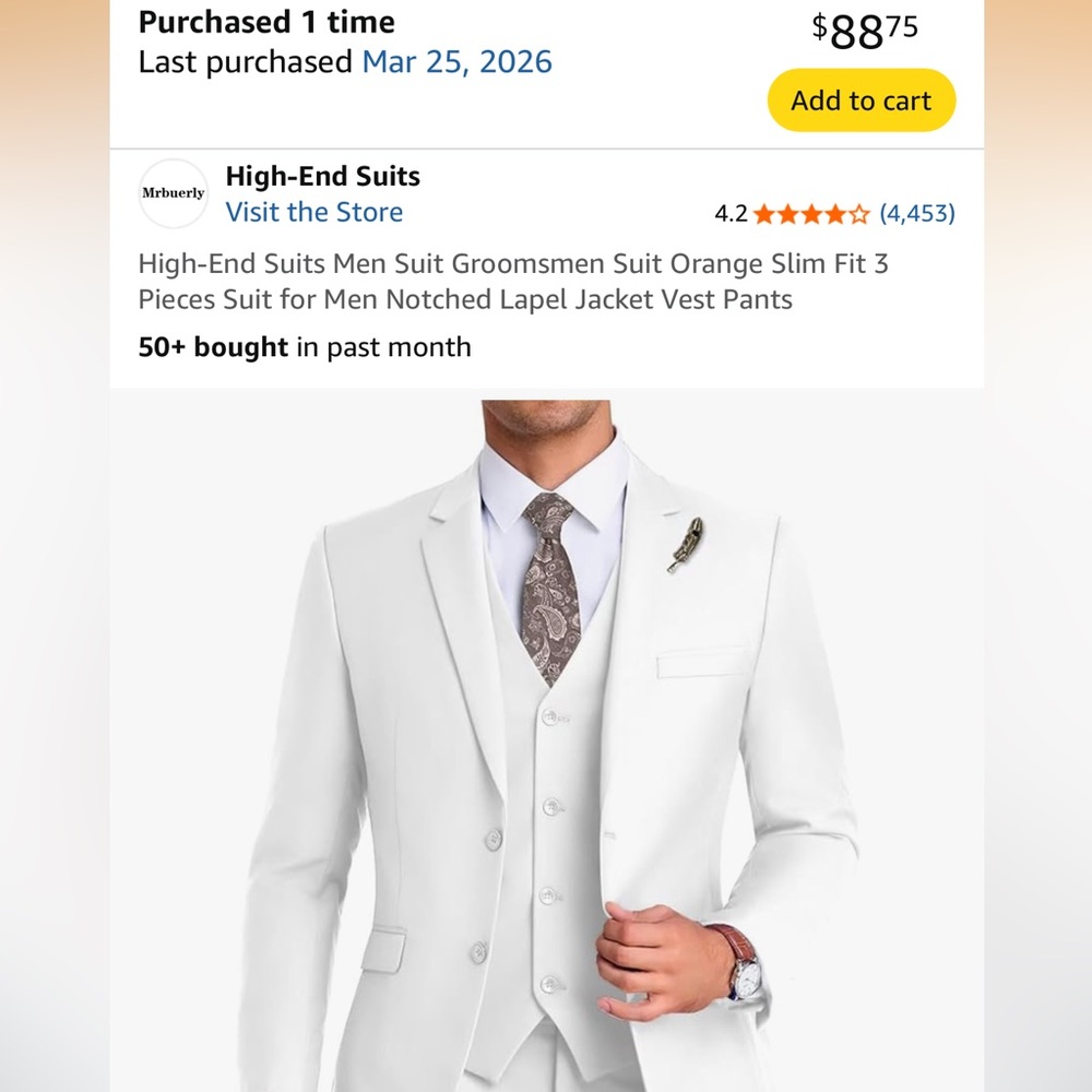 Three-Piece White Notch Lapel Suit with Vest